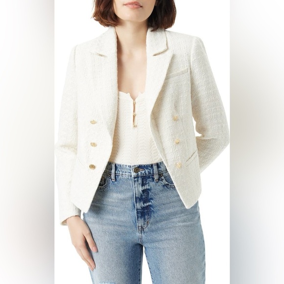 Sam Edelman Jackets & Blazers - Sam Edelman Cheryl Open Front Crop Blazer in arctic wolf cream gold size XL